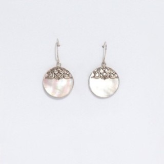 Shell & Silver Earrings - Classic Disc - MOP