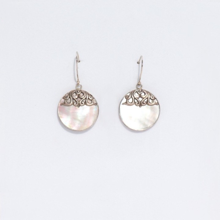 Shell & Silver Earrings - Classic Disc - MOP