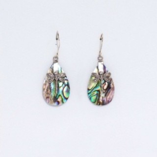 Shell & Silver Earrings - Dragonflies - Abalone