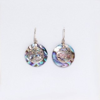 Shell & Silver Earrings - Flowers - Abalone