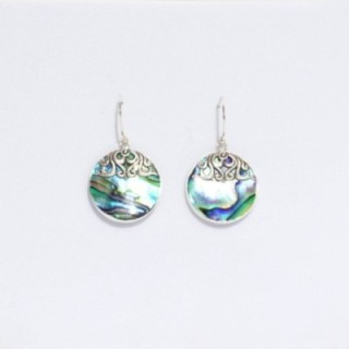 Shell & Silver Earrings - Classic Disc - Abalone