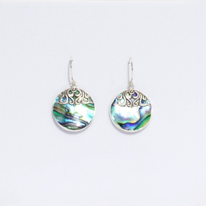 Shell & Silver Earrings - Classic Disc - Abalone