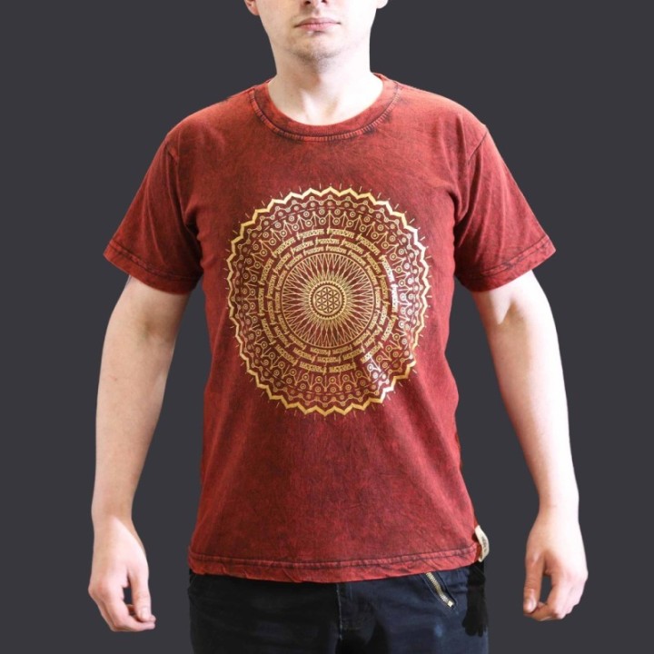 Small Stone Washed T-Shirt - Mandala - Maroon