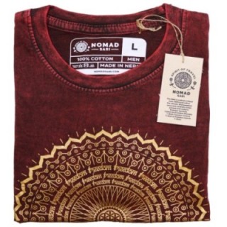 Large Stone Washed T-Shirt - Mandala - Maroon