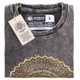 Large Stone Washed T-Shirt - Mandala - Dark Grey