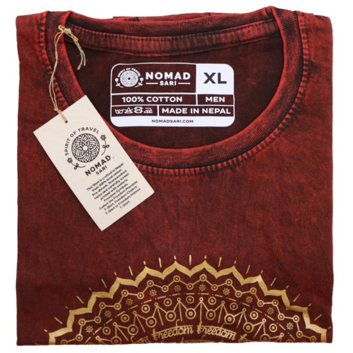 XLarge Stone Washed T-Shirt - Mandala - Maroon