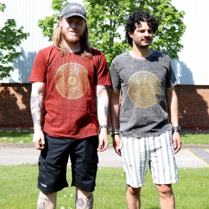 XLarge Stone Washed T-Shirt - Mandala - Maroon