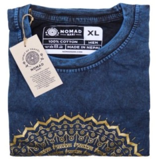 XLarge Stone Washed T-Shirt - Mandala - Blue