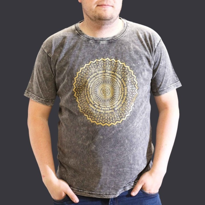 XLarge Stone Washed T-Shirt - Mandala - Dark Grey