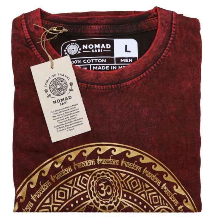 Large Stone Washed T-Shirt - Chakra - Maroon