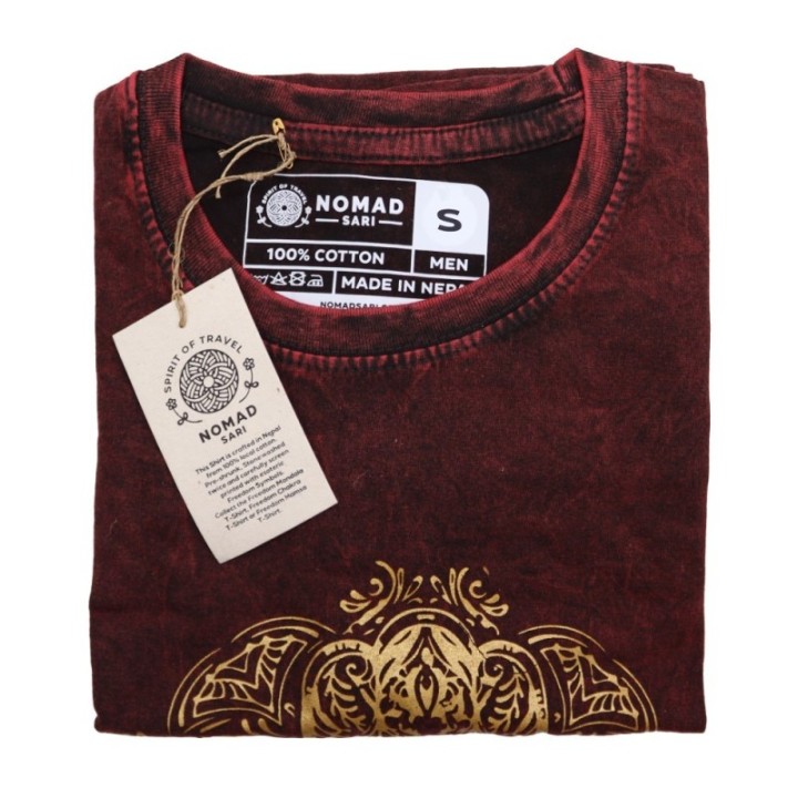 Small Stone Washed T-Shirt - Hamsa - Maroon