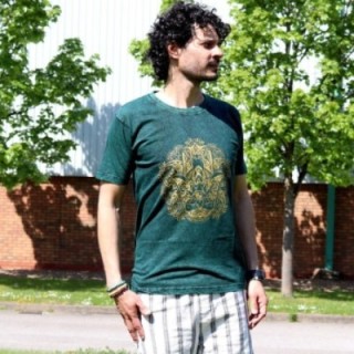 Medium Stone Washed T-Shirt - Hamsa - Green