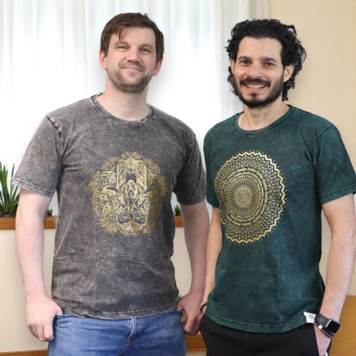 Medium Stone Washed T-Shirt - Hamsa - Dark Grey