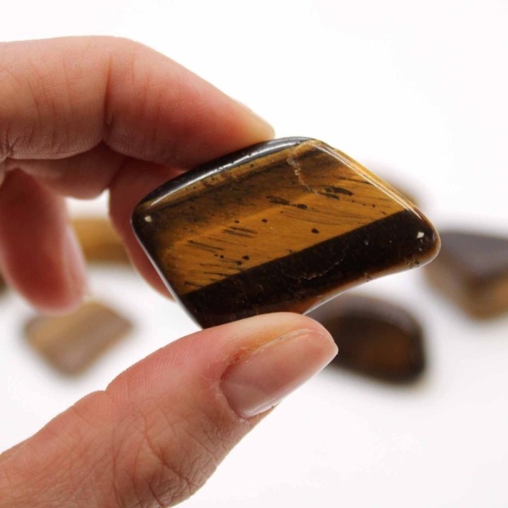 L Tumble Stones - Tiger Eye - Gold