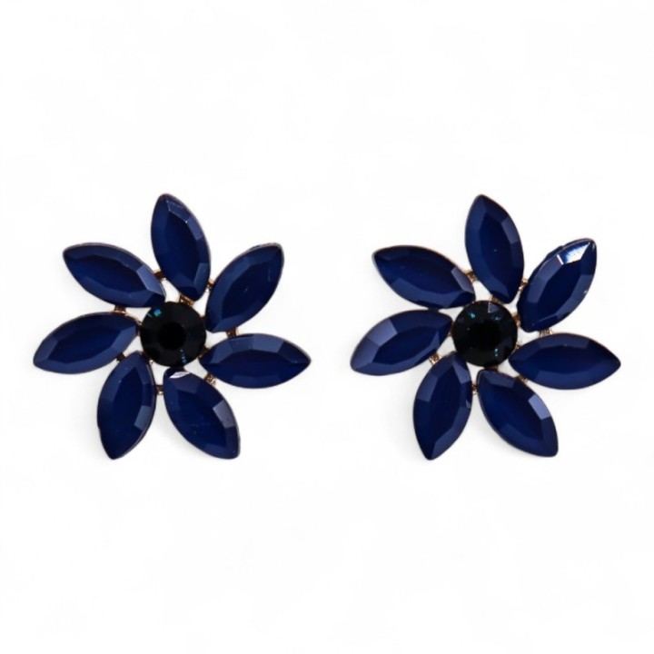Royal Blue - Vintage Glass - Flowers - Earrings