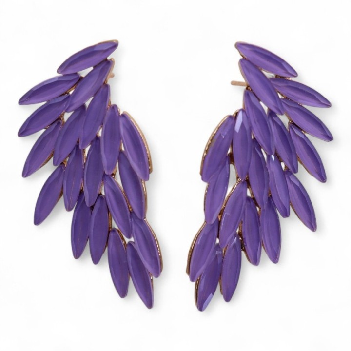 Lavender - Vintage Glass - Angel Wings - Earrings