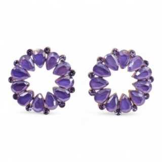 Lavender - Vintage Glass - Loop - Earrings