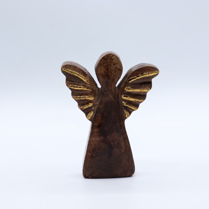 Small Mango Wood Angel - Gold Decor