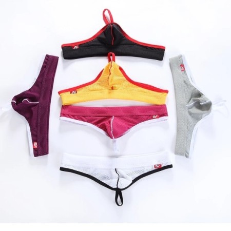 WJ Man Thongs Low Waist Nylon Mesh Breathable Men's Thong T Briefs WJ Man Thongs Low Waist Nylon Mesh Breathable Men's Thong T Briefs