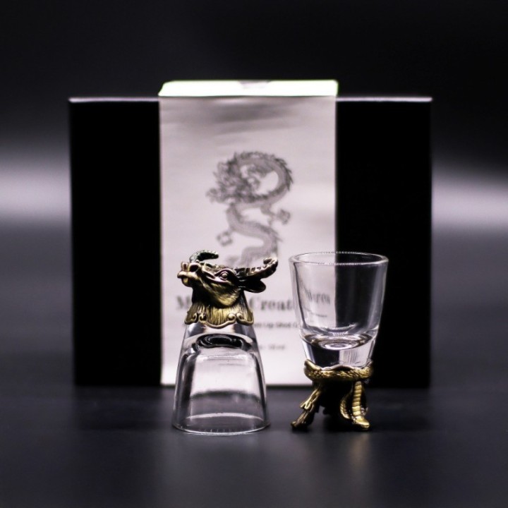 Gift Set of 6 Shot Glasses (50ml) - Mystical Creatures - Antique Bronze