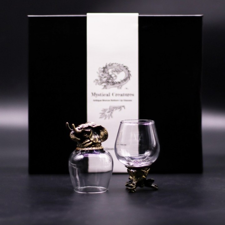 Gift Set of 6 Glasses (100ml) - Mystical Creatures - Antique Bronze