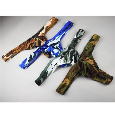Camouflage Printed Mens Pouch Thong Panties T-back Underwear Sexy Bugl Camouflage Printed Mens Pouch Thong Panties T-back Underwear Sexy Bugl