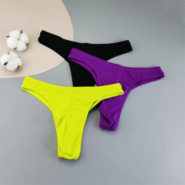 Sexy Thongs Underwear for Men Bikini Briefs Shorts BIG U-convex Pouch G-string Lingerie Low Waist Pink Male Underpants