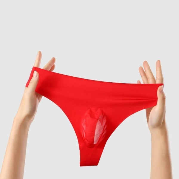 Men Sexy Breathable Underwear T-Back G-string Panties Seamless Ultra-thin Male Low Waist Bikini Elastic Ice Silk 3D Pouch Thongs