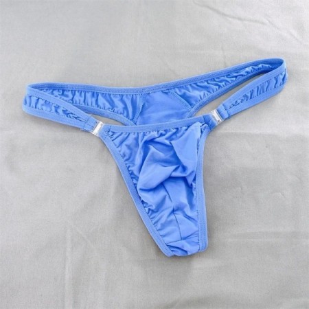Men Solid Milk Silk Sexy Thong Penis Pouch T-back G-String Low Waist D Men Solid Milk Silk Sexy Thong Penis Pouch T-back G-String Low Waist D
