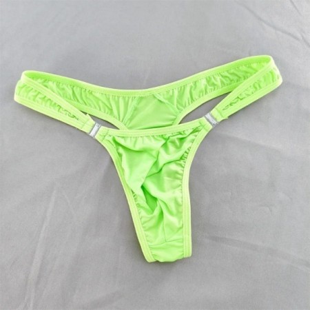 Men Solid Milk Silk Sexy Thong Penis Pouch T-back G-String Low Waist D Men Solid Milk Silk Sexy Thong Penis Pouch T-back G-String Low Waist D