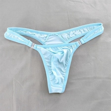 Men Solid Milk Silk Sexy Thong Penis Pouch T-back G-String Low Waist D Men Solid Milk Silk Sexy Thong Penis Pouch T-back G-String Low Waist D