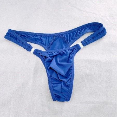 Men Solid Milk Silk Sexy Thong Penis Pouch T-back G-String Low Waist D Men Solid Milk Silk Sexy Thong Penis Pouch T-back G-String Low Waist D