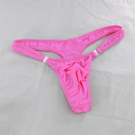 Men Solid Milk Silk Sexy Thong Penis Pouch T-back G-String Low Waist D Men Solid Milk Silk Sexy Thong Penis Pouch T-back G-String Low Waist D