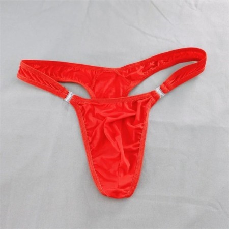 Men Solid Milk Silk Sexy Thong Penis Pouch T-back G-String Low Waist D Men Solid Milk Silk Sexy Thong Penis Pouch T-back G-String Low Waist D