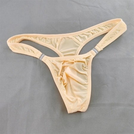 Men Solid Milk Silk Sexy Thong Penis Pouch T-back G-String Low Waist D Men Solid Milk Silk Sexy Thong Penis Pouch T-back G-String Low Waist D