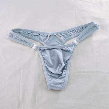 Men Solid Milk Silk Sexy Thong Penis Pouch T-back G-String Low Waist D Men Solid Milk Silk Sexy Thong Penis Pouch T-back G-String Low Waist D