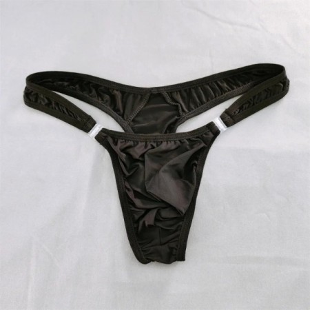 Men Solid Milk Silk Sexy Thong Penis Pouch T-back G-String Low Waist D Men Solid Milk Silk Sexy Thong Penis Pouch T-back G-String Low Waist D