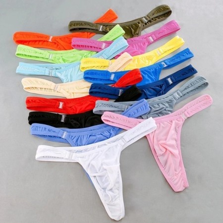 Men Solid Milk Silk Sexy Thong Penis Pouch T-back G-String Low Waist D Men Solid Milk Silk Sexy Thong Penis Pouch T-back G-String Low Waist D