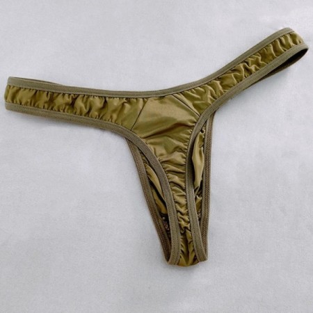 Men Solid Milk Silk Sexy Thong Penis Pouch T-back G-String Low Waist D Men Solid Milk Silk Sexy Thong Penis Pouch T-back G-String Low Waist D