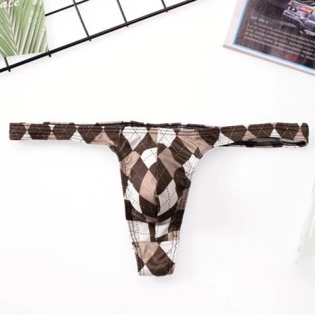 Men Underwear Grid Sexy Briefs U Convex Thong String Bulge Pouch Breat Men Underwear Grid Sexy Briefs U Convex Thong String Bulge Pouch Breat