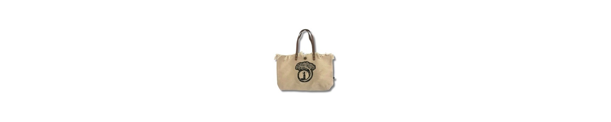 Natural Tote Bags with Leather Handle