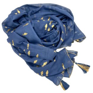 Nomad Sari On the Med Collection - Pario - Sea Blue & Gold Fish Design