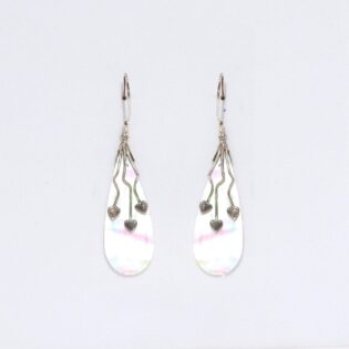 Shell & Silver Earrings - Three Hearts - MOP