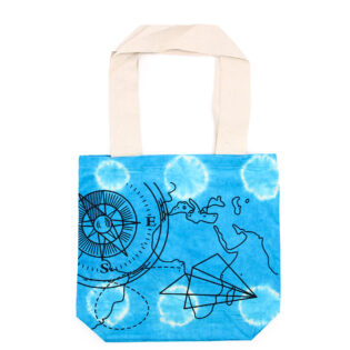 Tye-Dye Cotton Bag (6oz) - Compass - Blue - Natural Handle