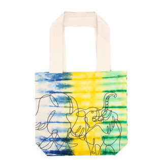 Tye-Dye Cotton Bag (6oz) - Elephants - Multi - Natural Handle