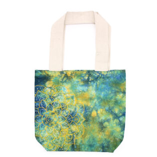 Tye-Dye Cotton Bag (6oz) - Mandela - Green/Blue - Natural Handle