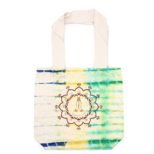 Tye-Dye Cotton Bag (6oz) - Namaste Hands - Multi - Natural Handle